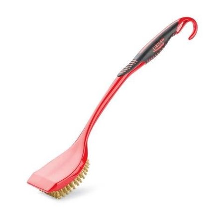 LIBMAN Libman Long Handle Grill Brush w/o Scraper, Brass, 19", Black/Red - 568